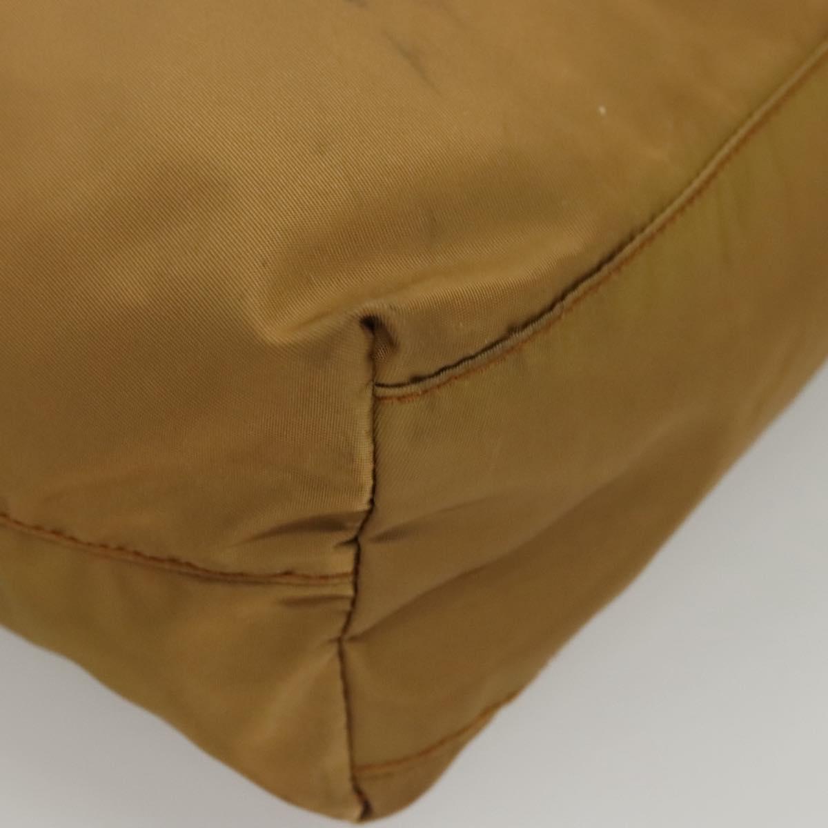 PRADA Tote Bag Nylon Khaki Silver Auth 120103