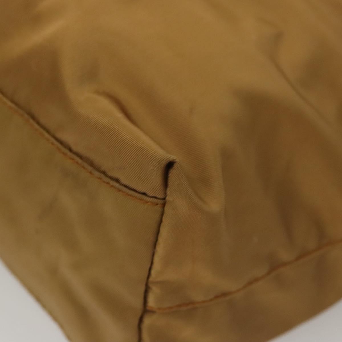 PRADA Tote Bag Nylon Khaki Silver Auth 120103