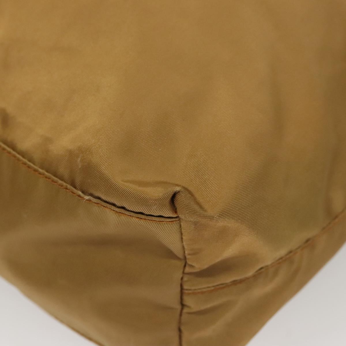 PRADA Tote Bag Nylon Khaki Silver Auth 120103