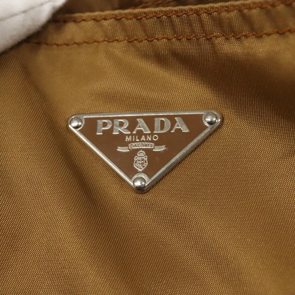 PRADA Tote Bag Nylon Khaki Silver Auth 120103