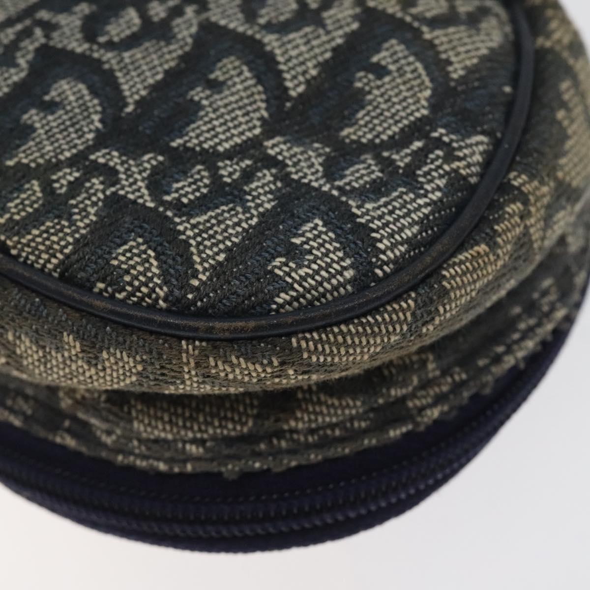 Christian Dior Trotter Canvas Saddle Pouch Navy Gold Auth 120108