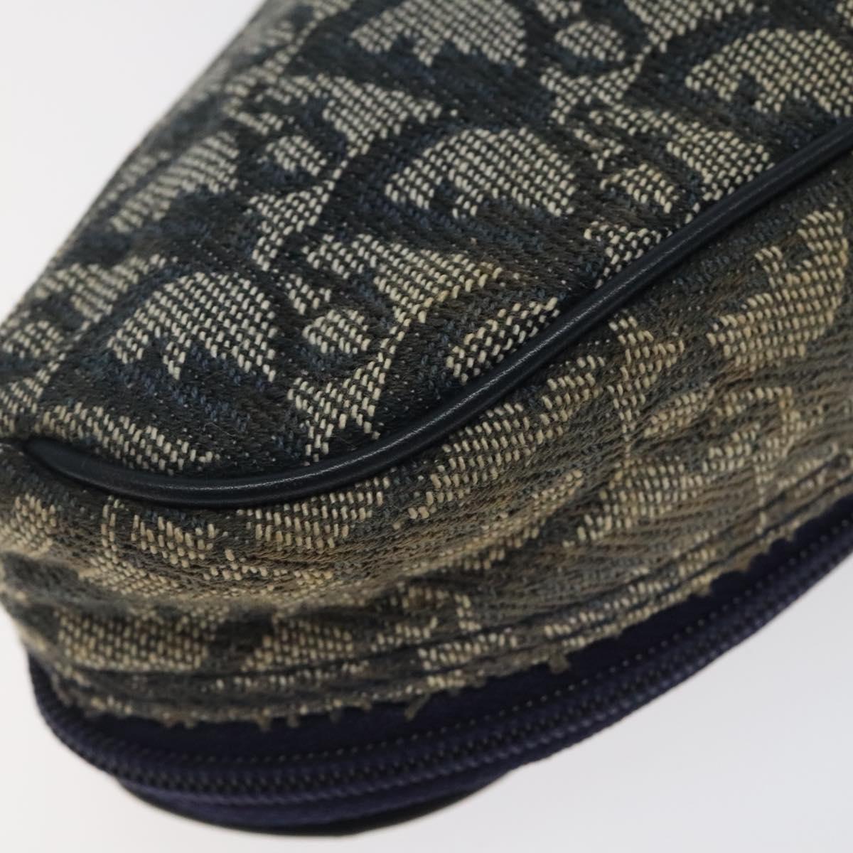Christian Dior Trotter Canvas Saddle Pouch Navy Gold Auth 120108