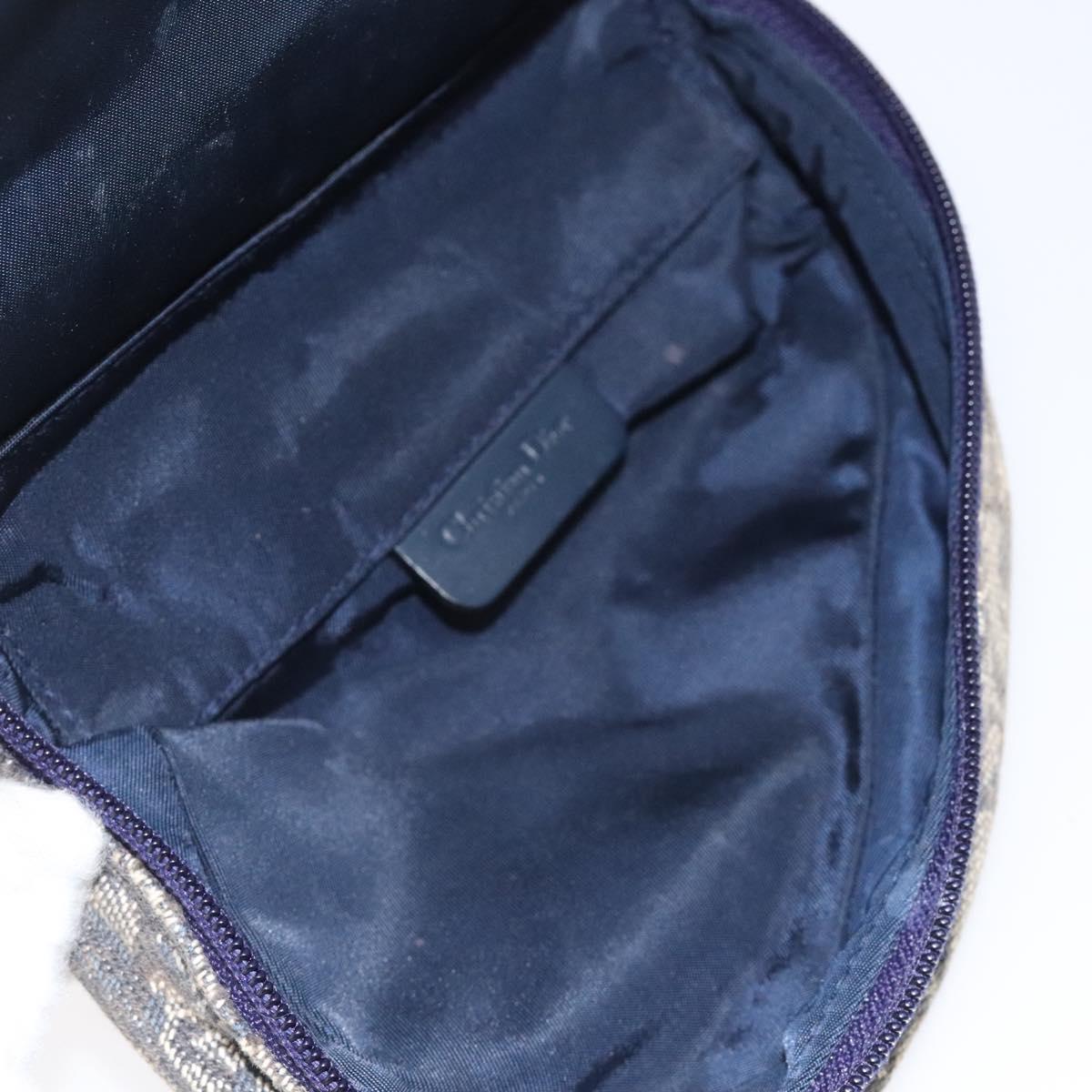 Christian Dior Trotter Canvas Saddle Pouch Navy Gold Auth 120108
