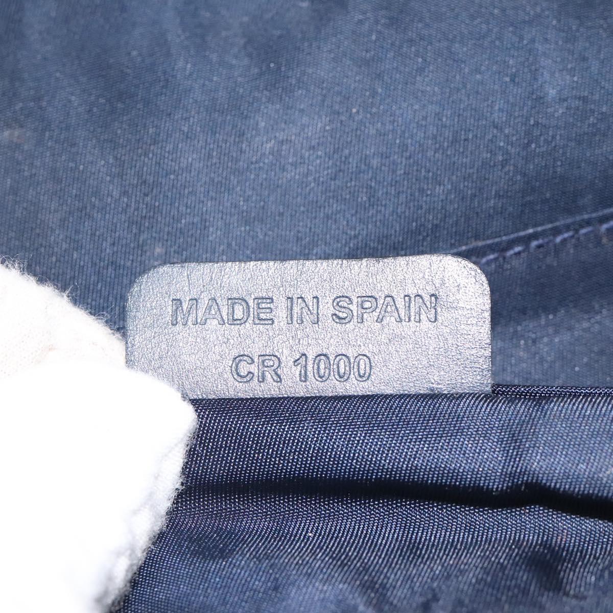 Christian Dior Trotter Canvas Saddle Pouch Navy Gold Auth 120108