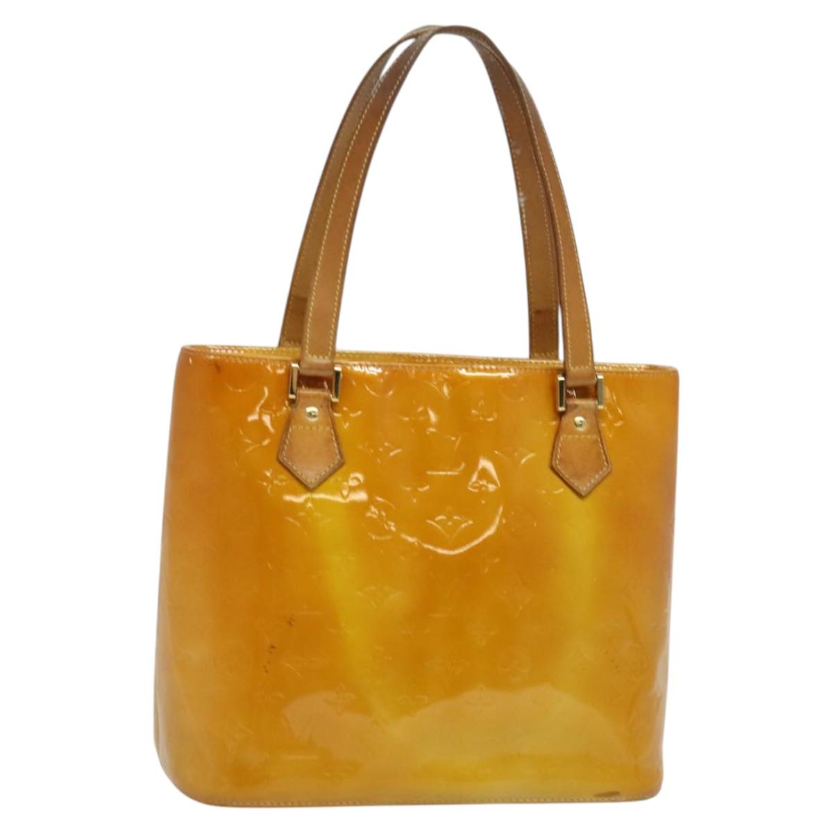 LOUIS VUITTON Monogram Vernis Houston Hand Bag Beige M91004 LV Auth 120112
