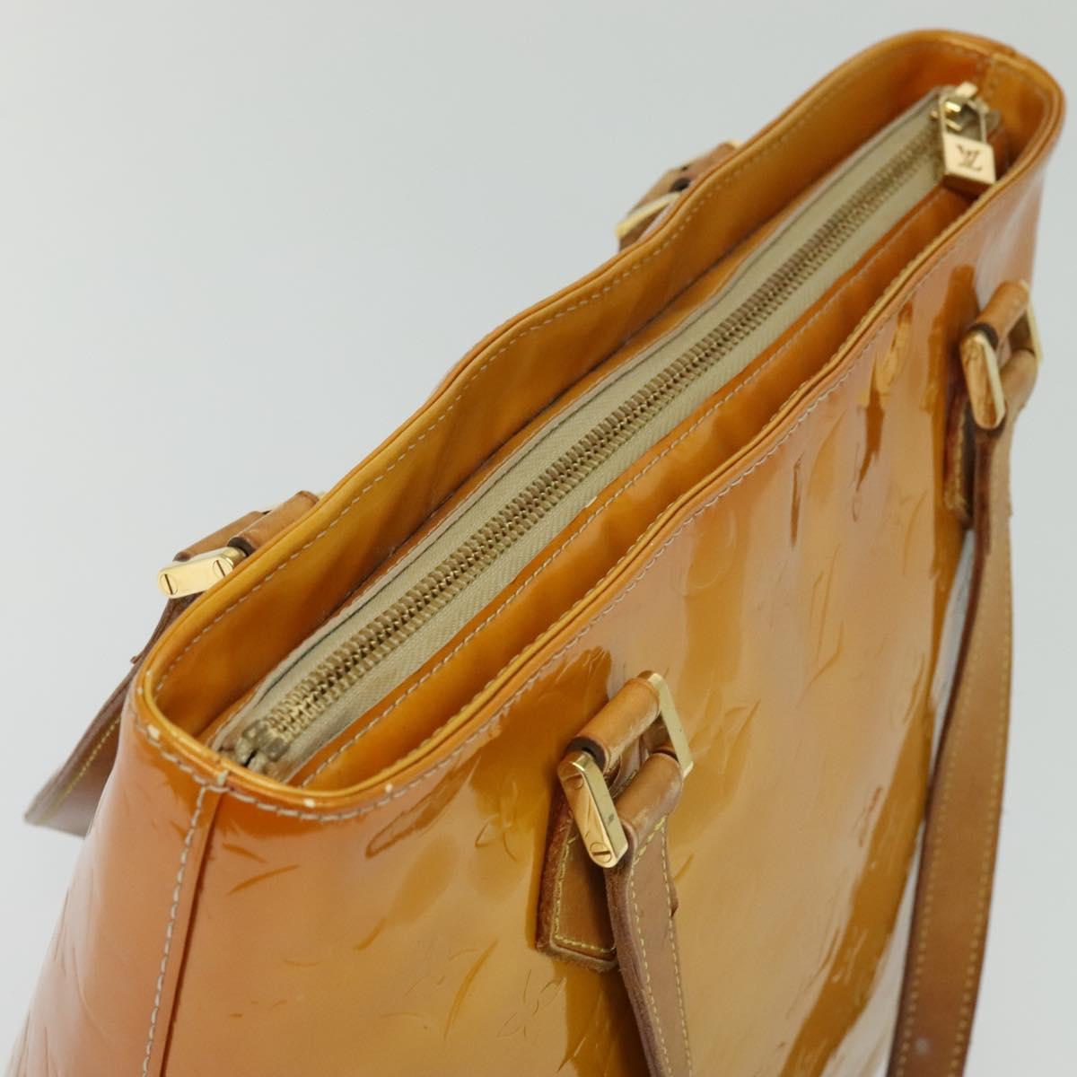 LOUIS VUITTON Monogram Vernis Houston Hand Bag Beige M91004 LV Auth 120112