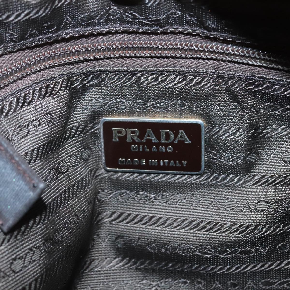 PRADA Hand Bag Nylon Brown Gold Auth 120116