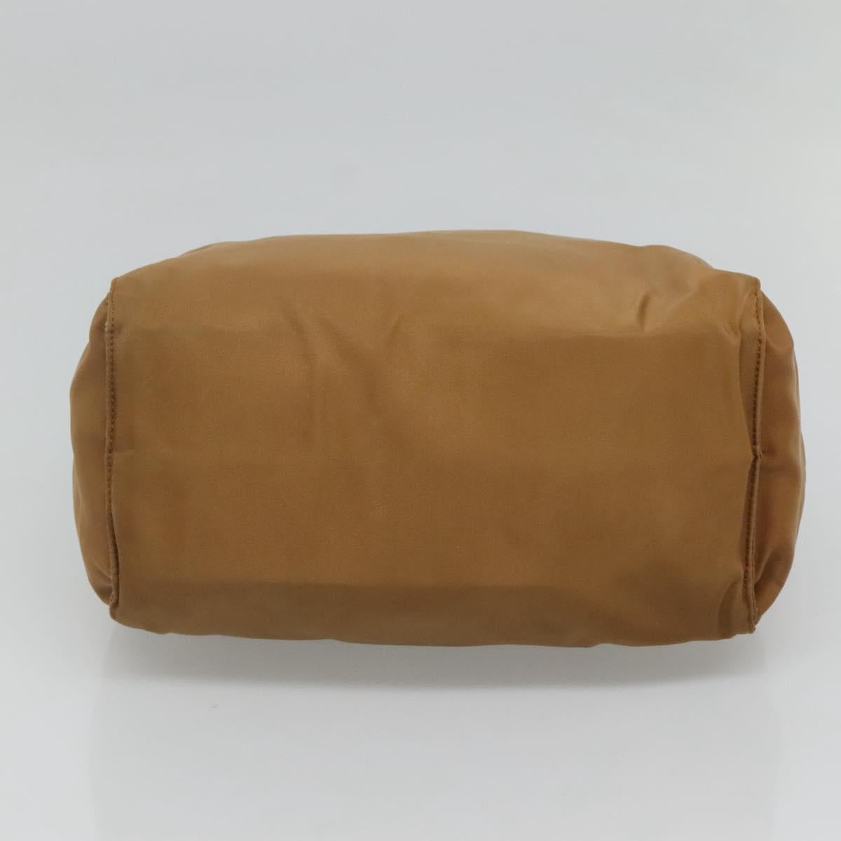 PRADA Hand Bag Nylon Brown Gold Auth 120116
