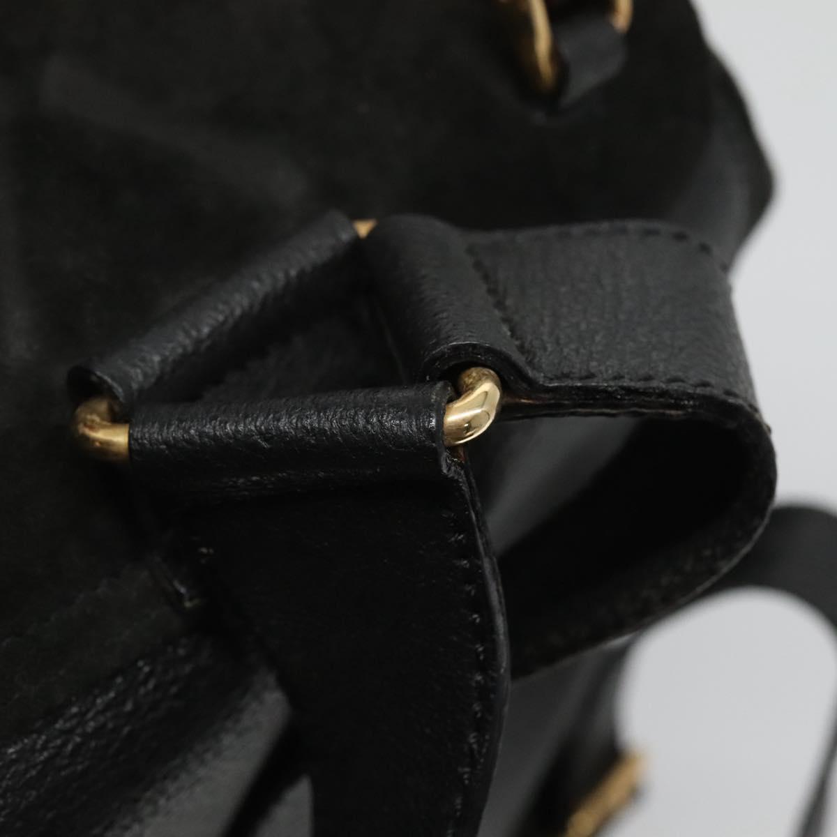 GUCCI Bamboo Backpack Suede Black Gold Auth 120117