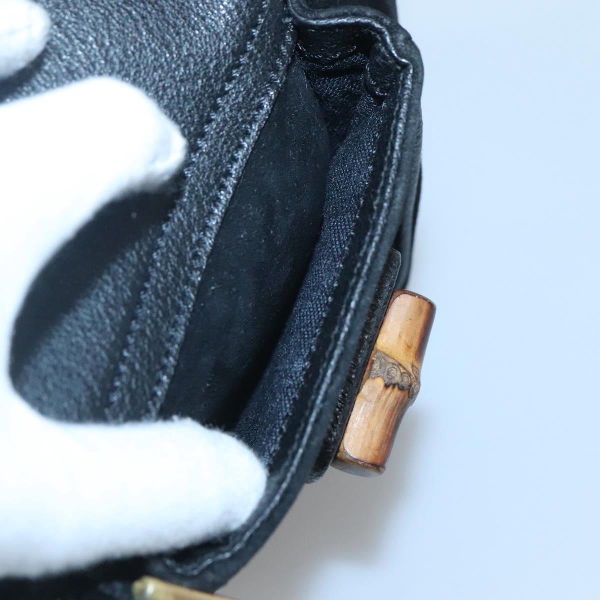 GUCCI Bamboo Backpack Suede Black Gold Auth 120117