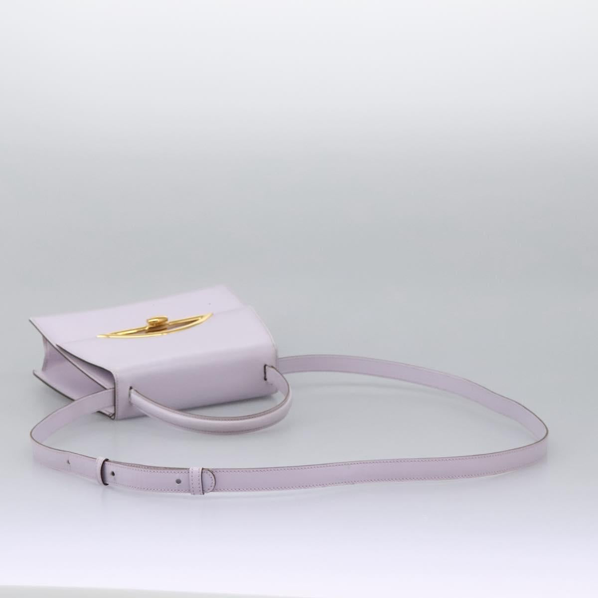 CELINE Hand Bag Leather 2way Purple Gold Auth 120119