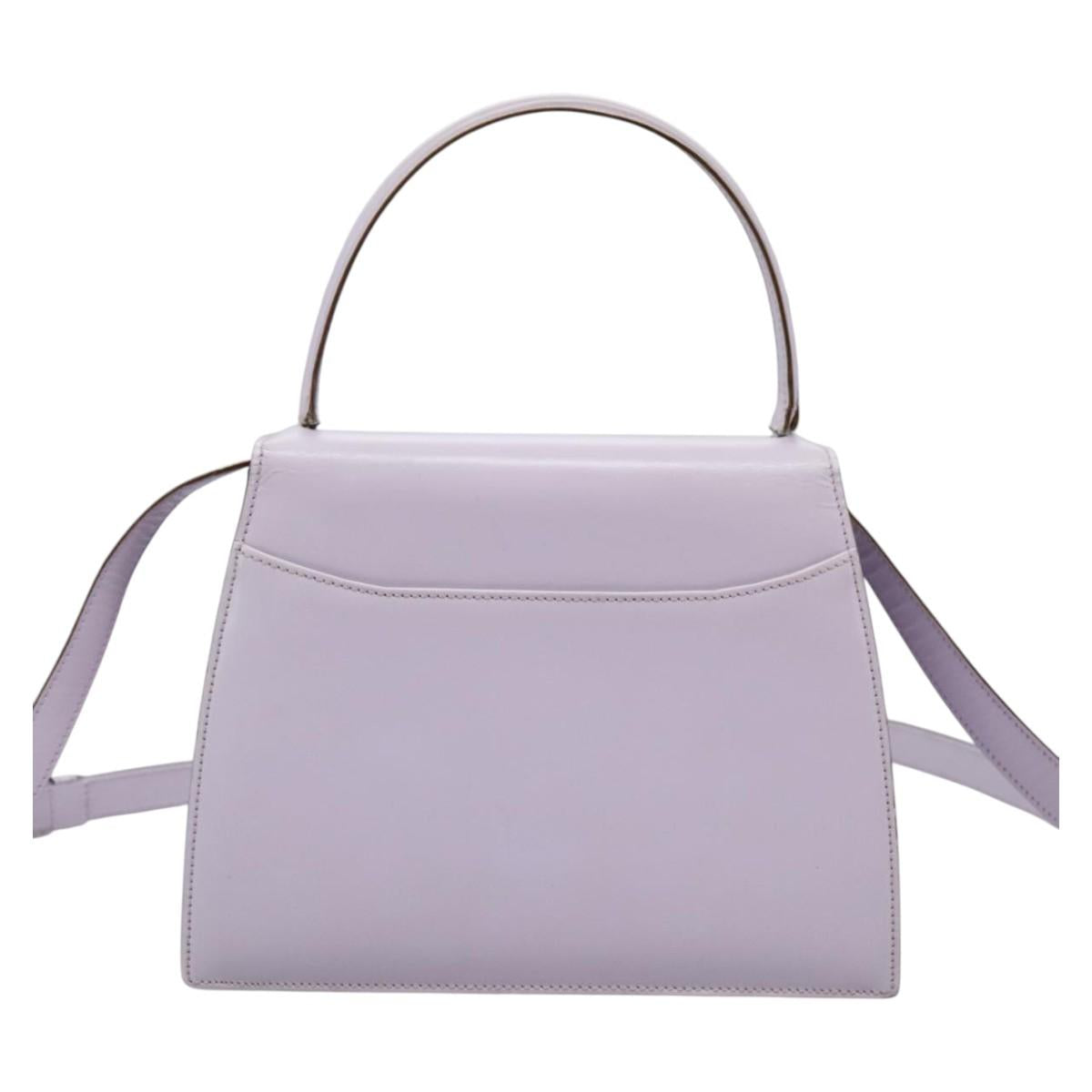 CELINE Hand Bag Leather 2way Purple Gold Auth 120119