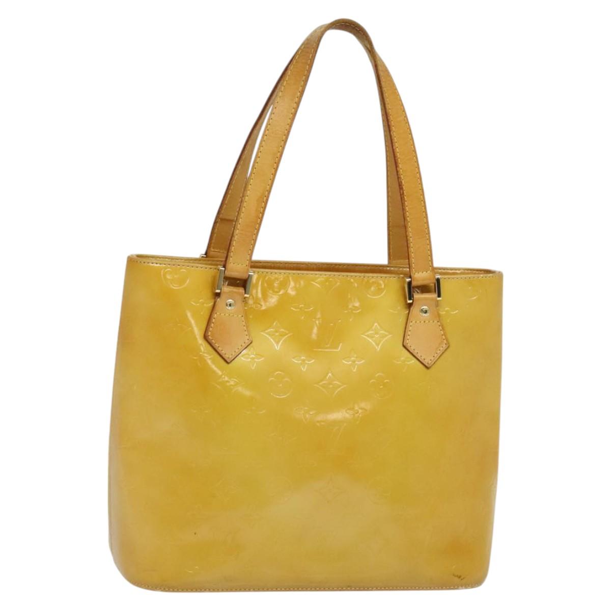 LOUIS VUITTON Monogram Vernis Houston Hand Bag Beige M91004 LV Auth 120122