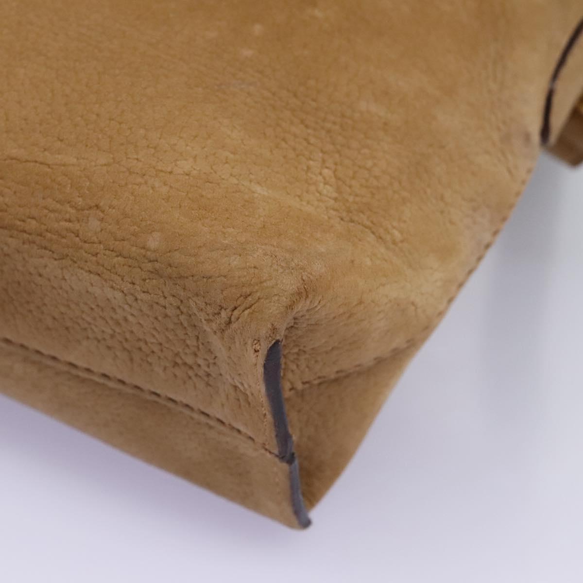 CELINE Shoulder Bag Suede Brown Gold Auth 120125