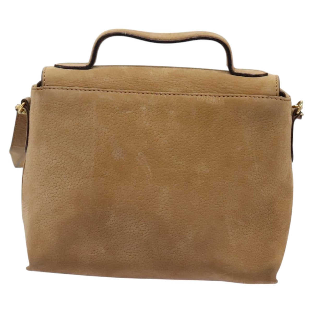 CELINE Shoulder Bag Suede Brown Gold Auth 120125