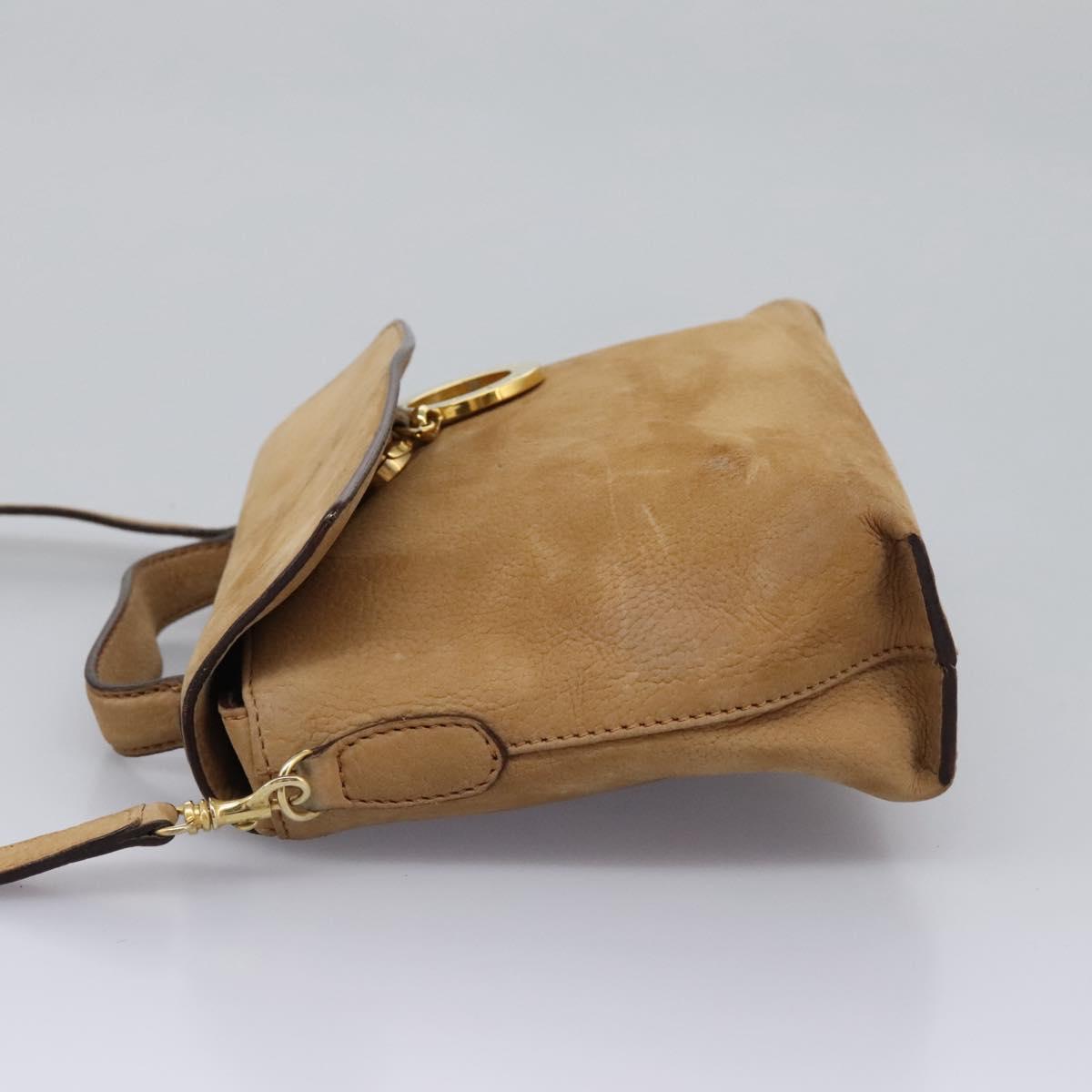 CELINE Shoulder Bag Suede Brown Gold Auth 120125