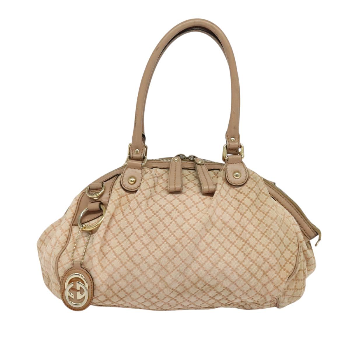 GUCCI Diamante Hand Bag Canvas 2way Beige Gold 223974 Auth 120126