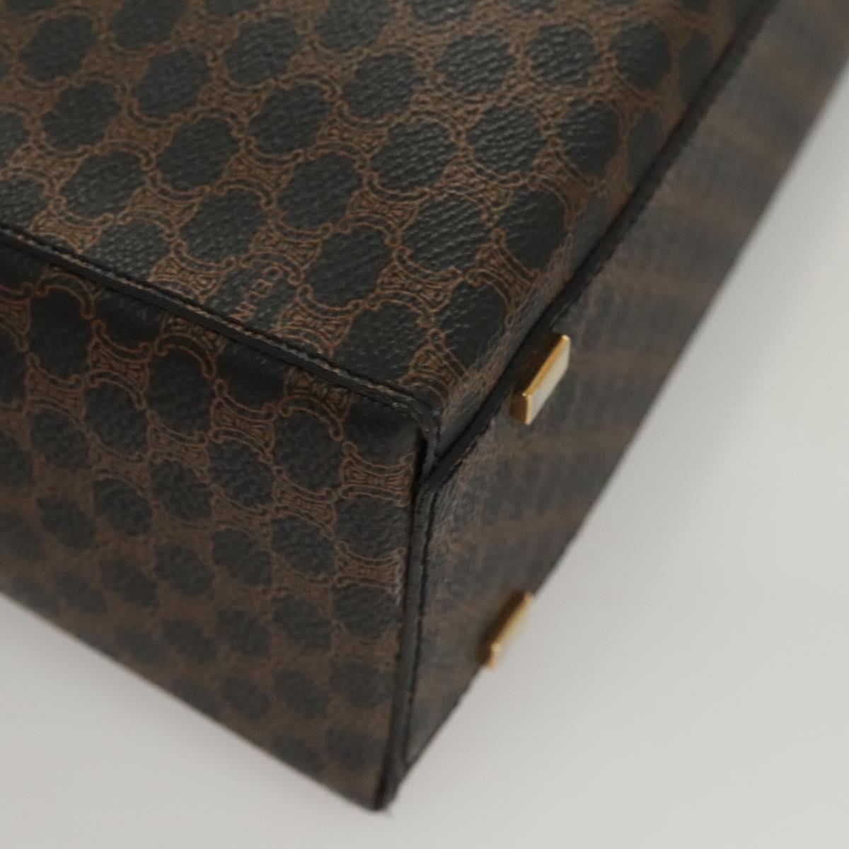 CELINE Macadam Canvas Hand Bag PVC Leather 2way Black Gold Auth 120130