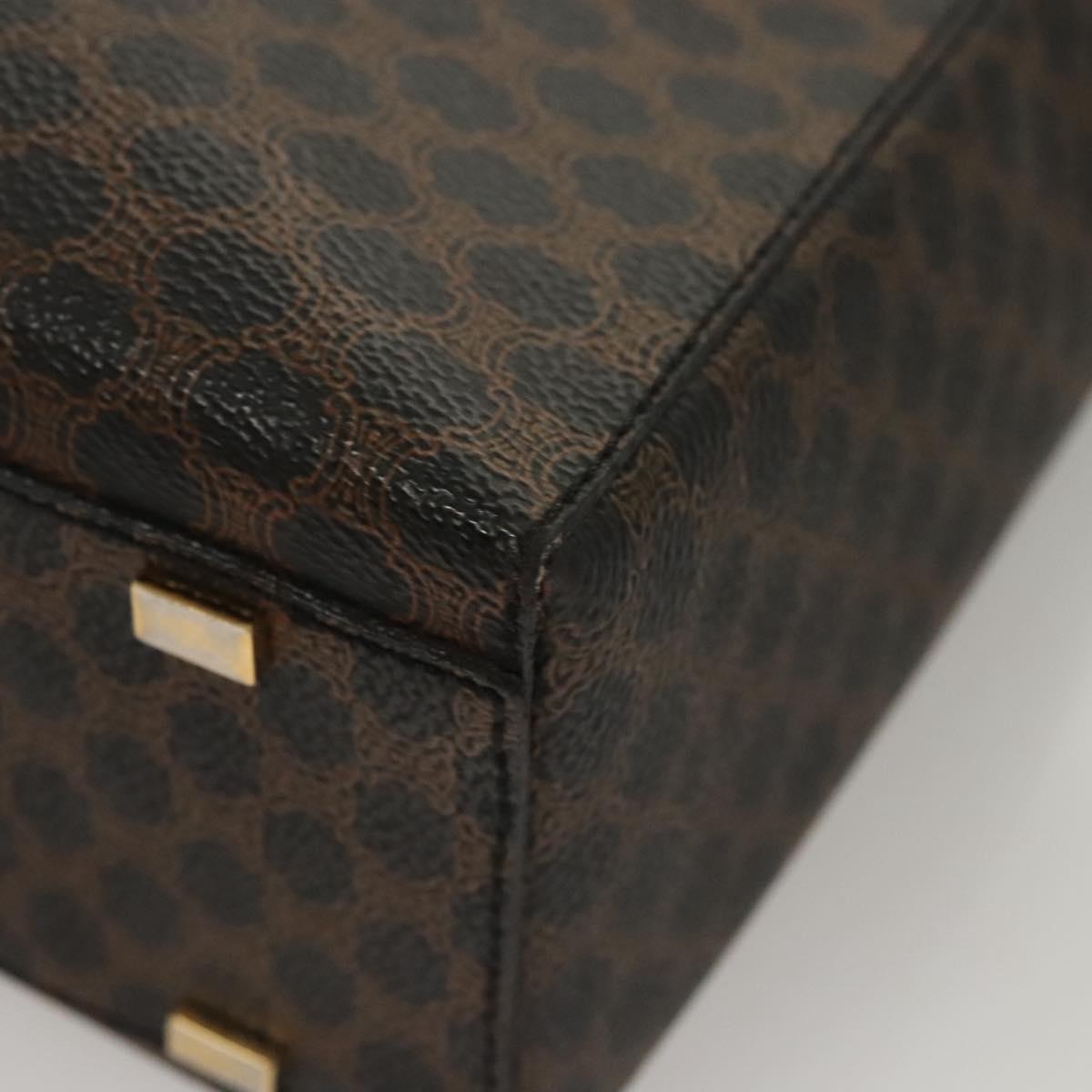 CELINE Macadam Canvas Hand Bag PVC Leather 2way Black Gold Auth 120130