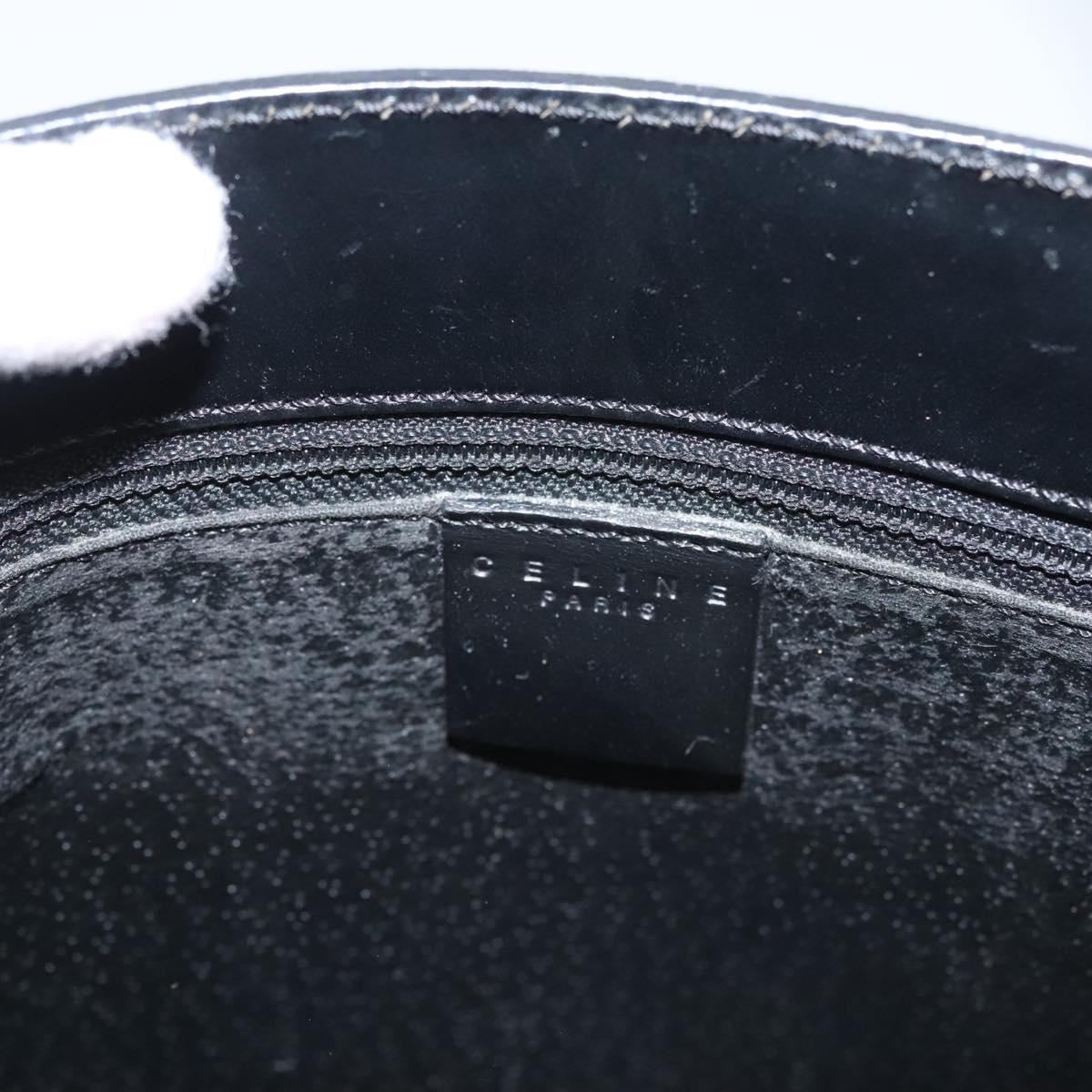 CELINE Macadam Canvas Hand Bag PVC Leather 2way Black Gold Auth 120130