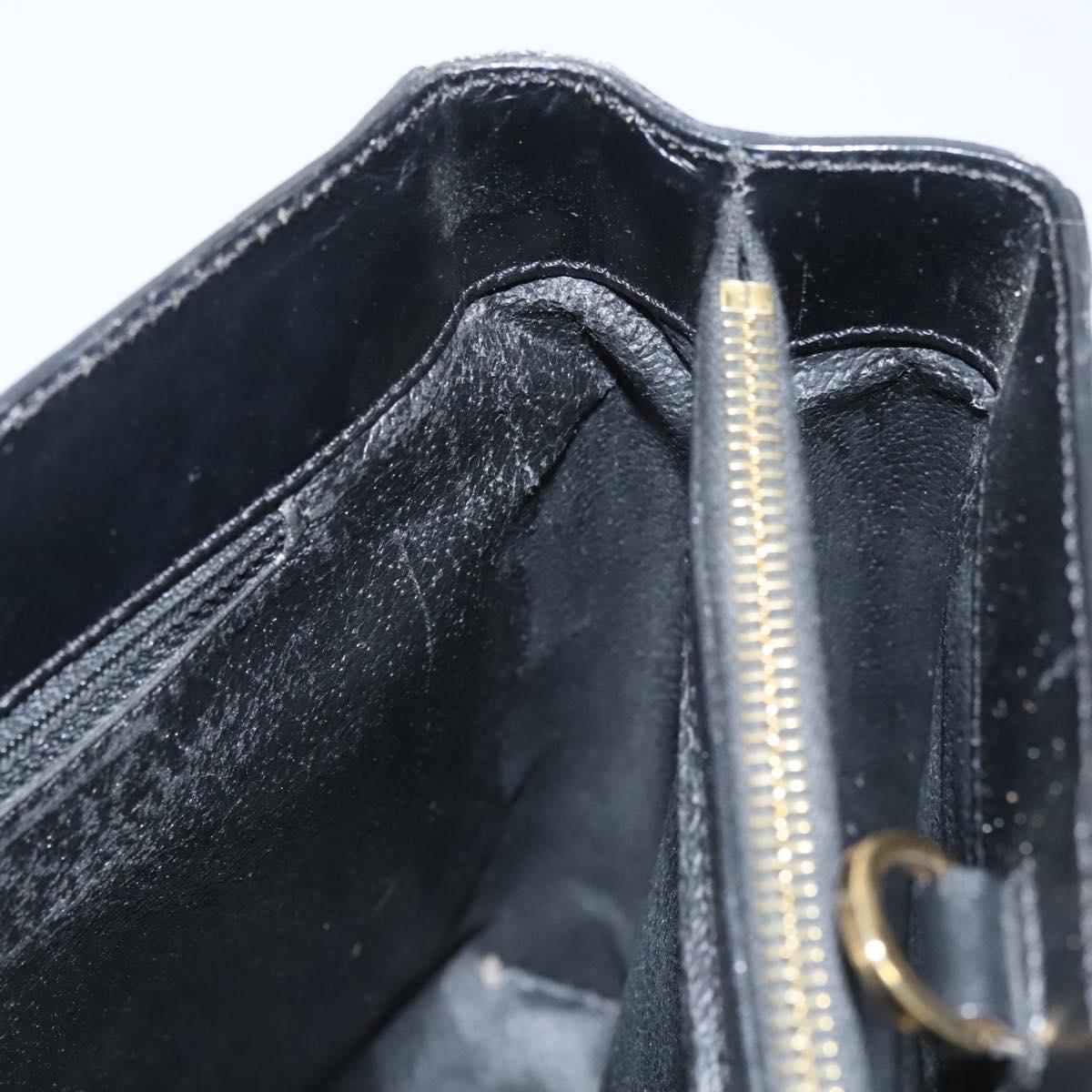 CELINE Macadam Canvas Hand Bag PVC Leather 2way Black Gold Auth 120130