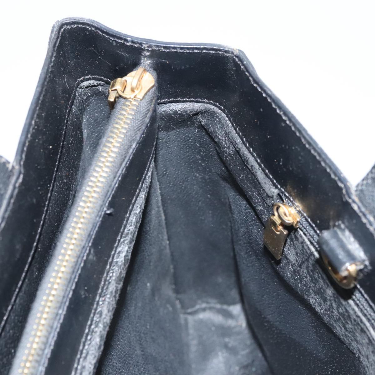 CELINE Macadam Canvas Hand Bag PVC Leather 2way Black Gold Auth 120130