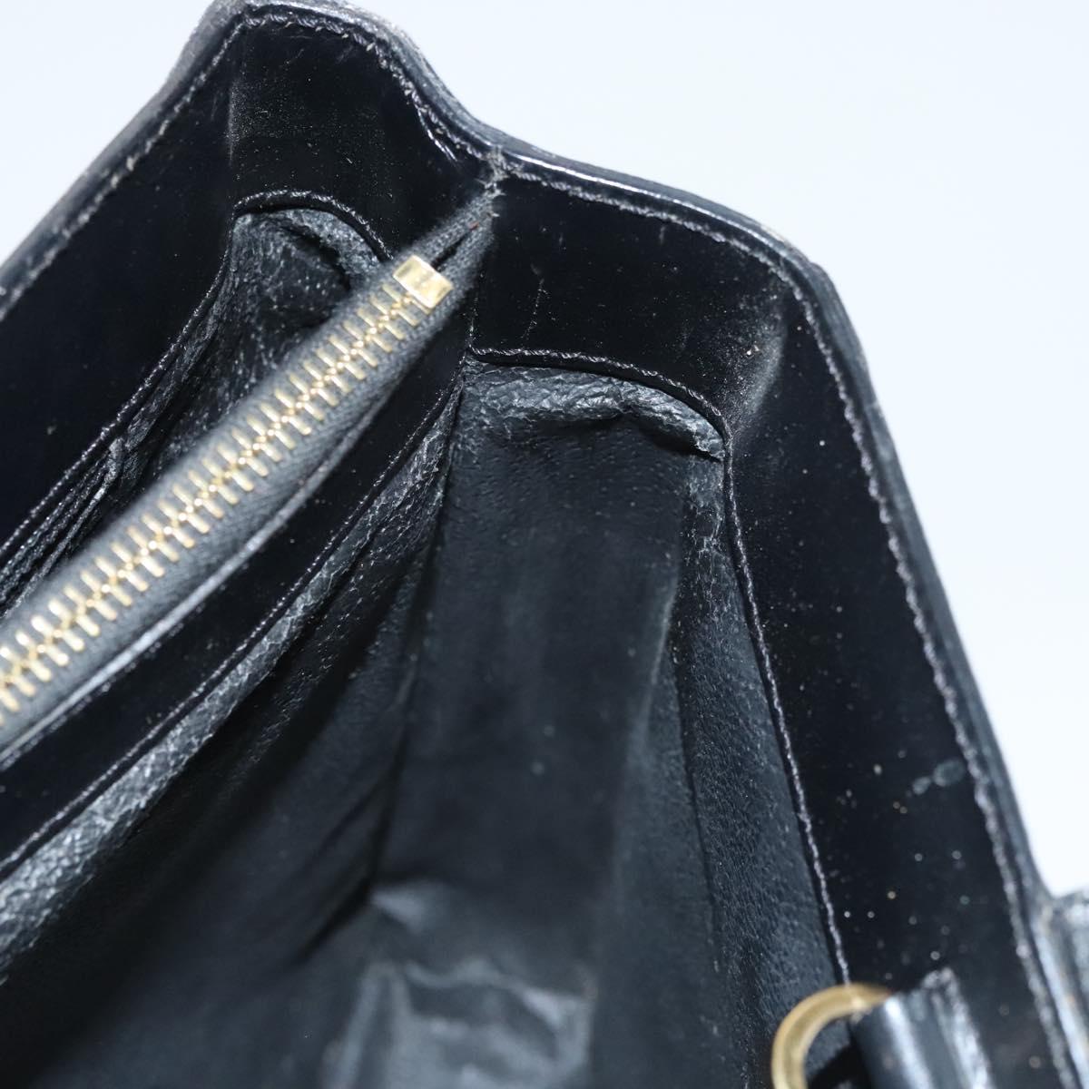 CELINE Macadam Canvas Hand Bag PVC Leather 2way Black Gold Auth 120130