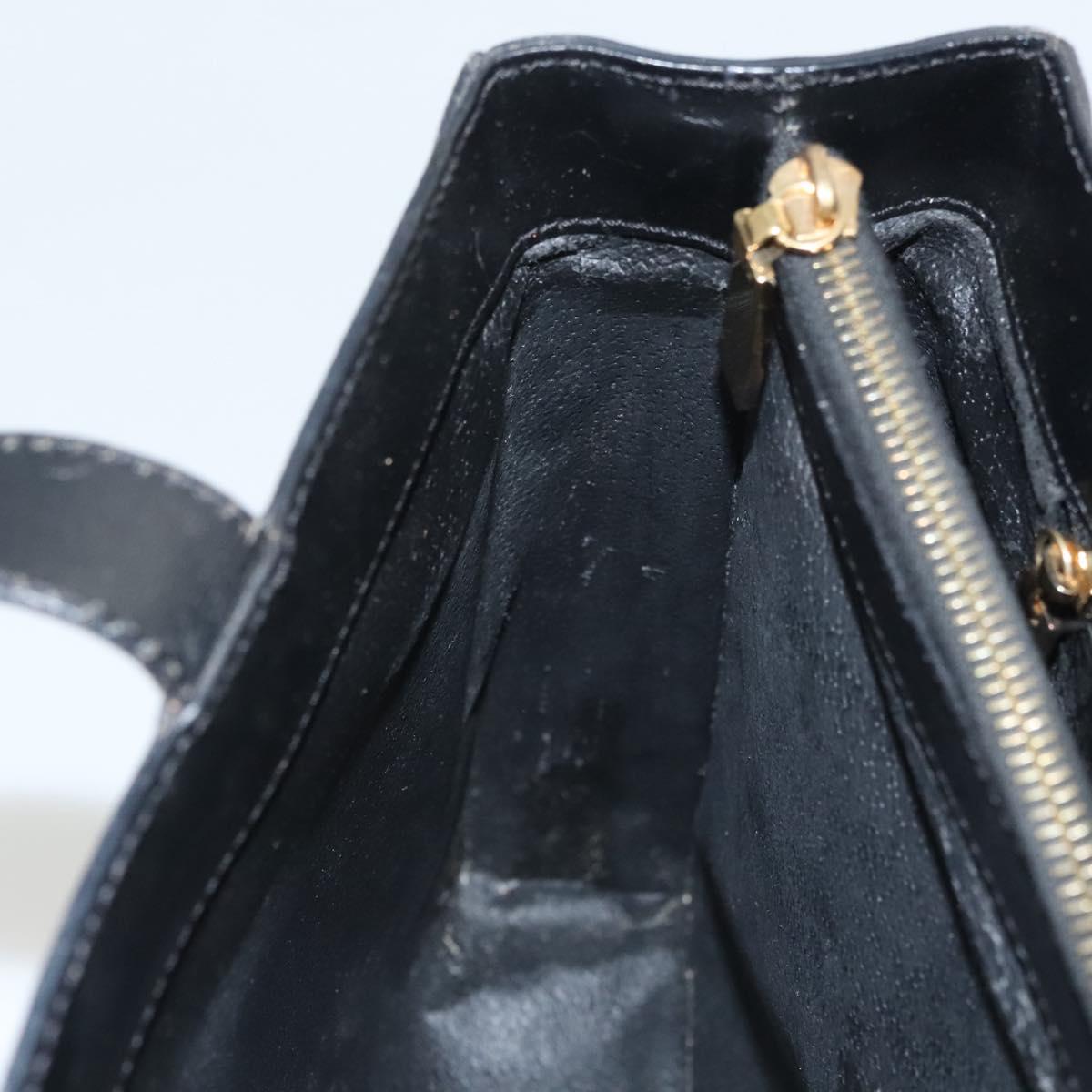 CELINE Macadam Canvas Hand Bag PVC Leather 2way Black Gold Auth 120130