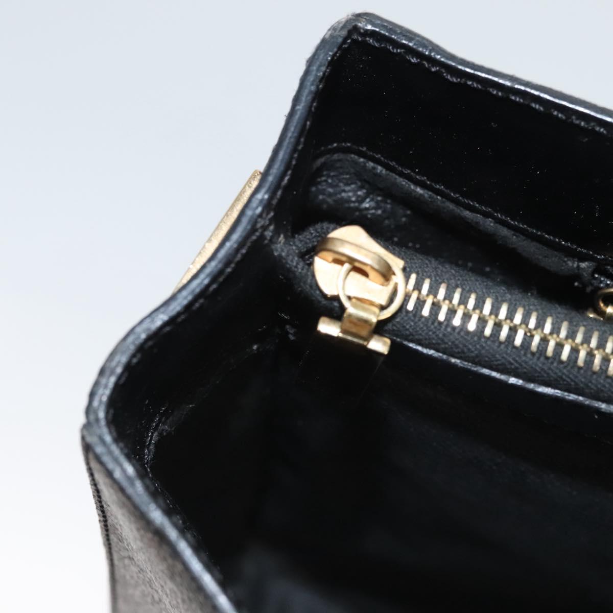 CELINE Macadam Canvas Hand Bag PVC Leather 2way Black Gold Auth 120130