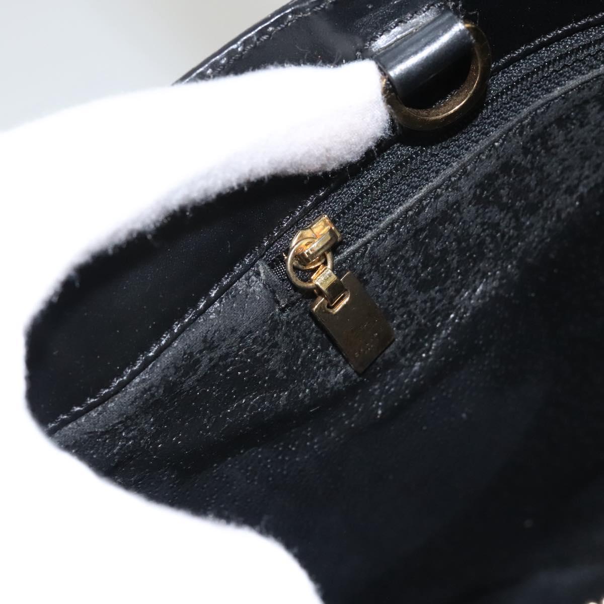 CELINE Macadam Canvas Hand Bag PVC Leather 2way Black Gold Auth 120130