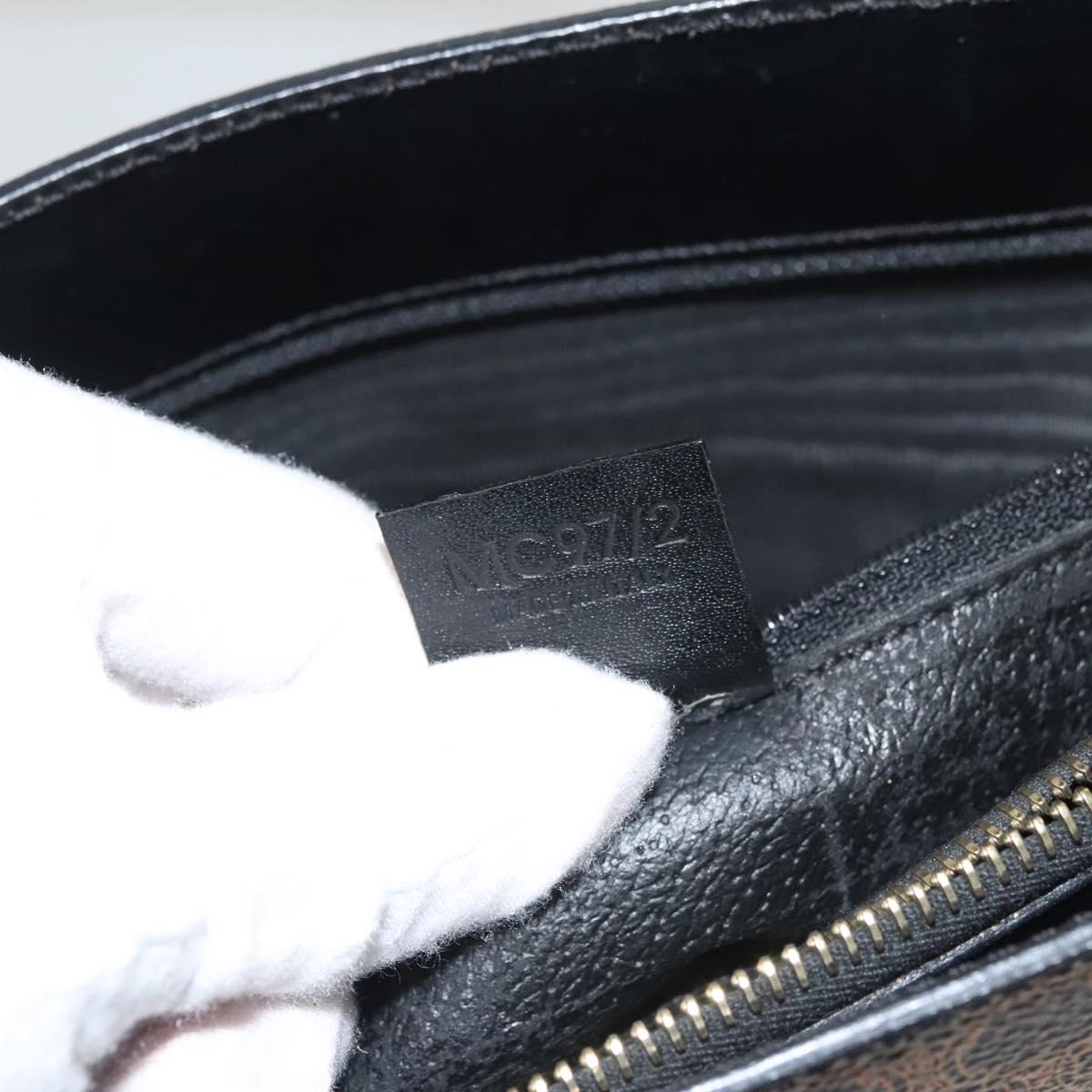 CELINE Macadam Canvas Hand Bag PVC Leather 2way Black Gold Auth 120130