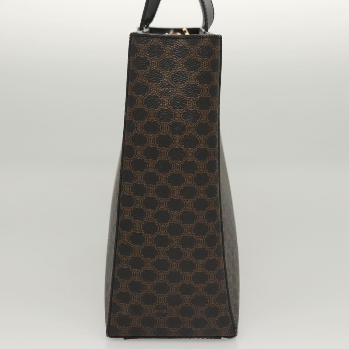 CELINE Macadam Canvas Hand Bag PVC Leather 2way Black Gold Auth 120130