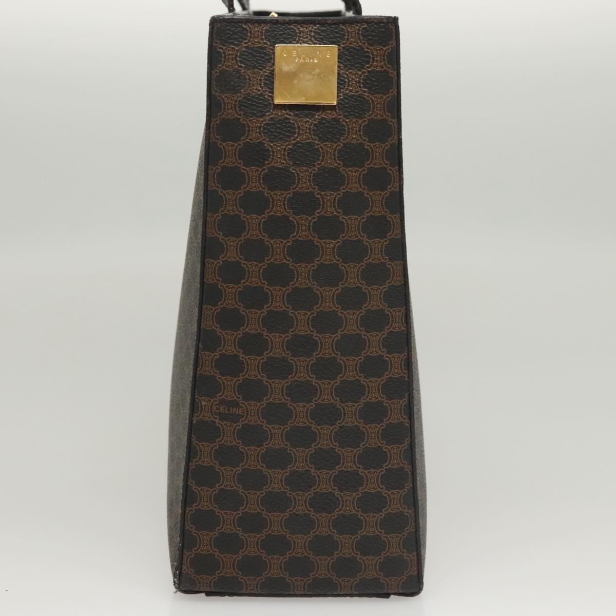 CELINE Macadam Canvas Hand Bag PVC Leather 2way Black Gold Auth 120130