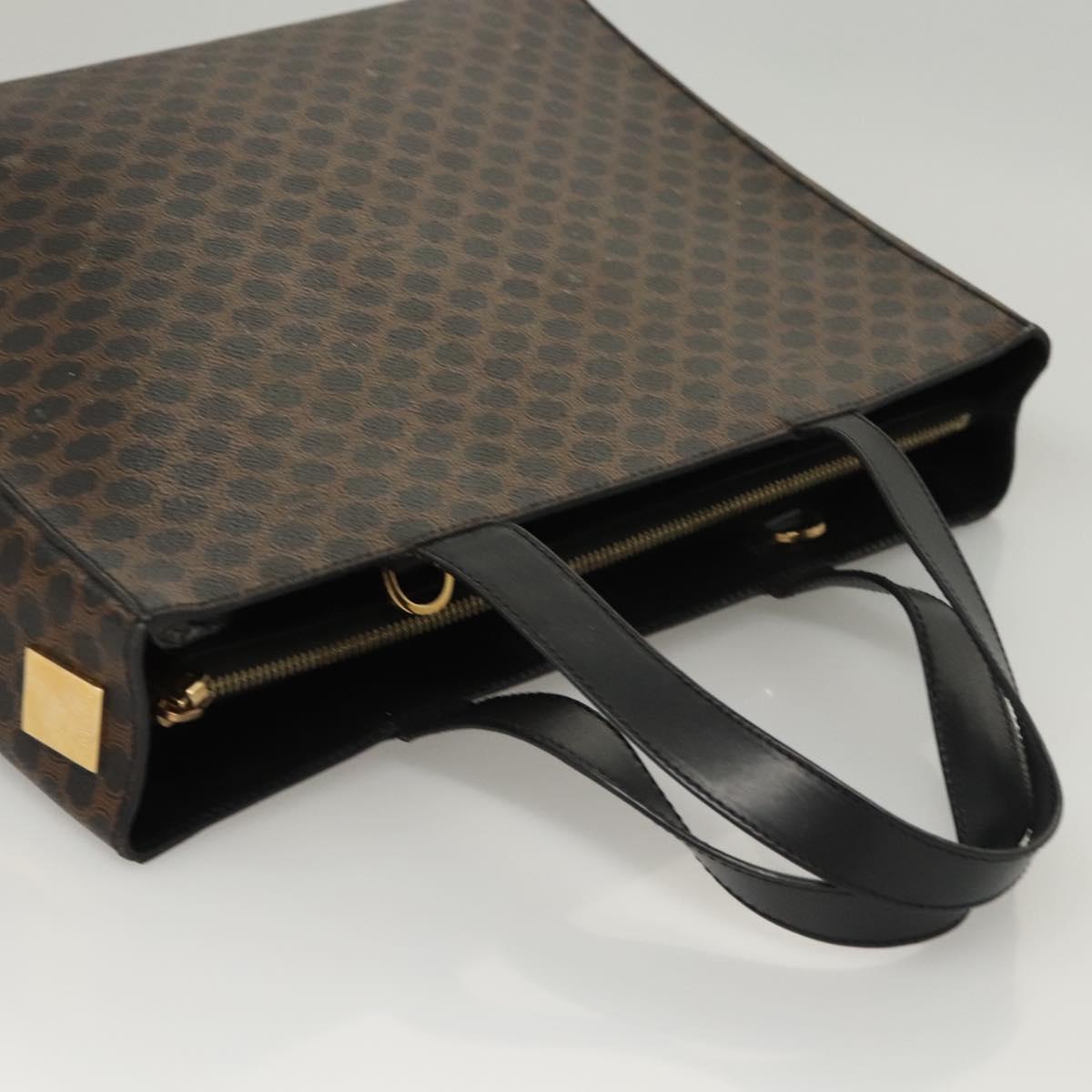 CELINE Macadam Canvas Hand Bag PVC Leather 2way Black Gold Auth 120130