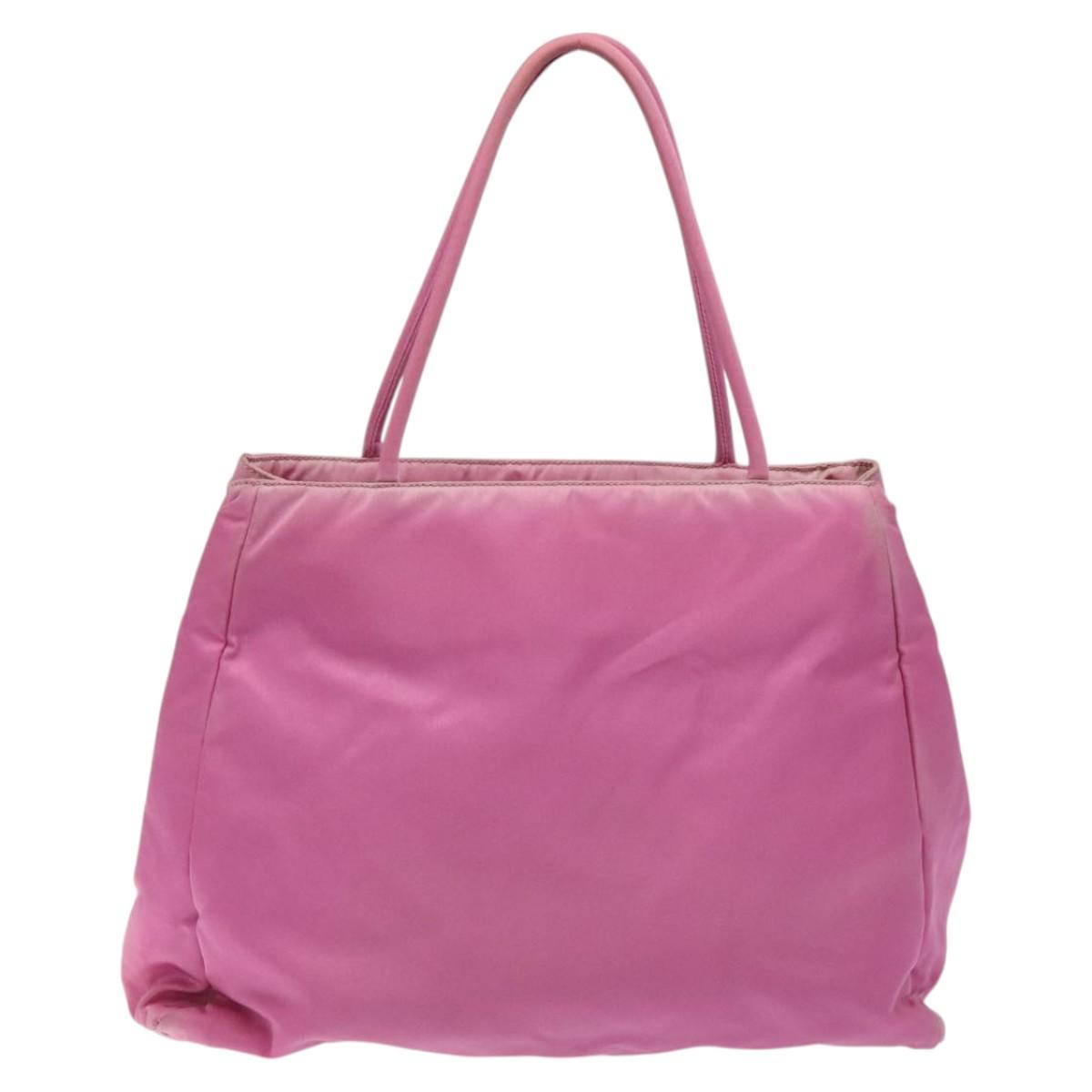 PRADA Hand Bag Nylon Pink Silver Auth 120133