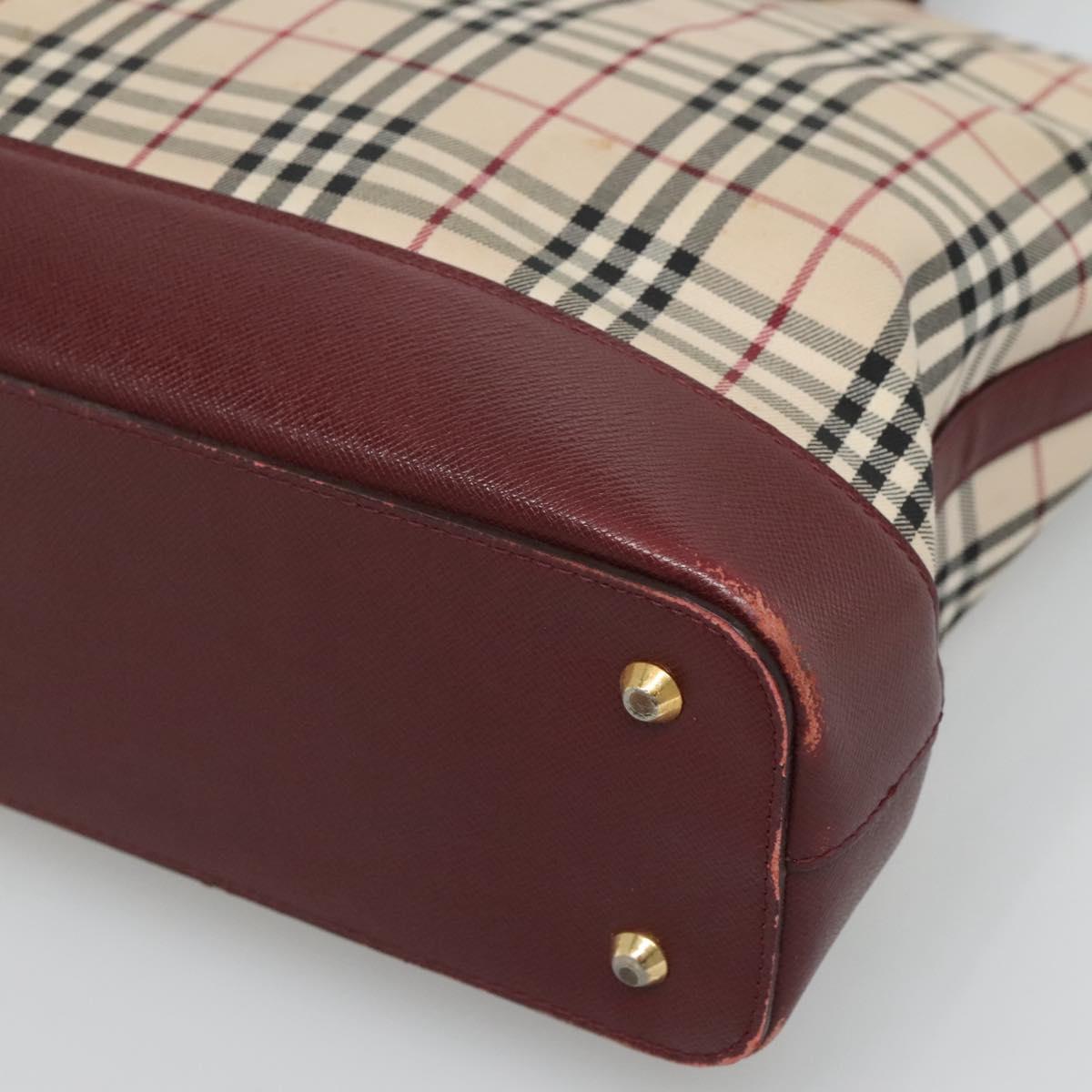 BURBERRY Nova Check Tote Bag Canvas Beige Gold Auth 120144