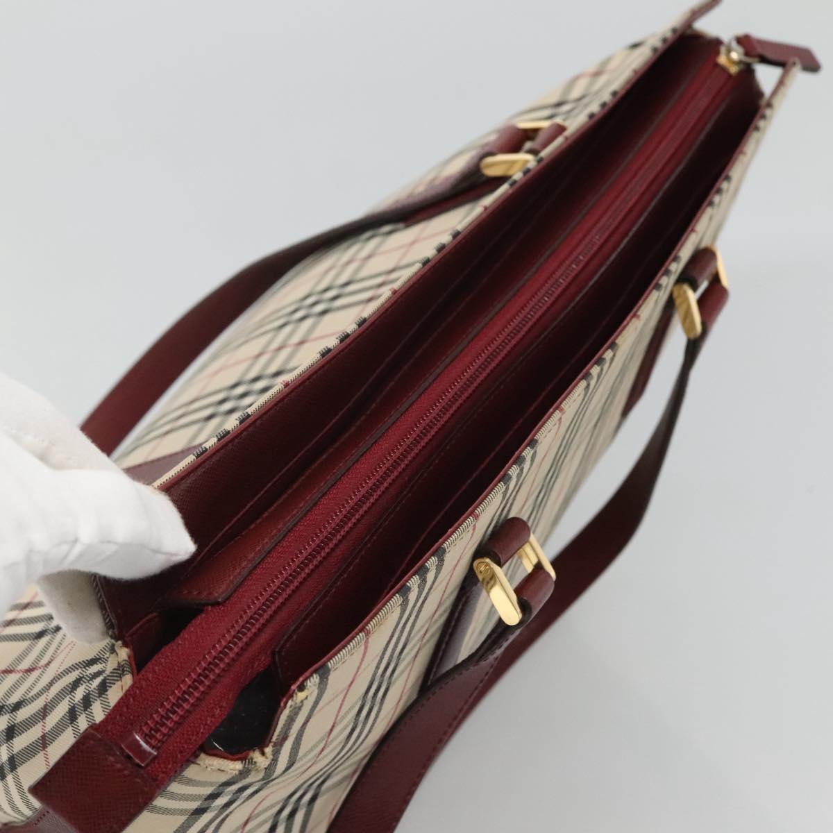 BURBERRY Nova Check Tote Bag Canvas Beige Gold Auth 120144