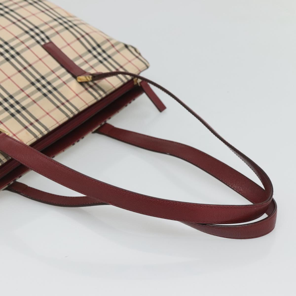 BURBERRY Nova Check Tote Bag Canvas Beige Gold Auth 120144
