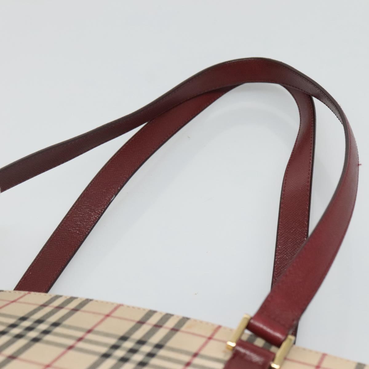 BURBERRY Nova Check Tote Bag Canvas Beige Gold Auth 120144