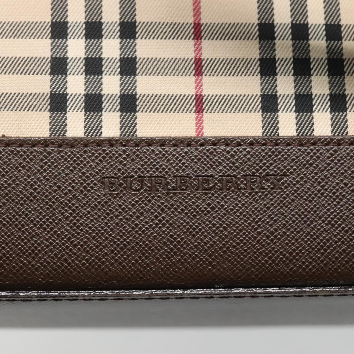 BURBERRY Nova Check Tote Bag Canvas Beige Silver Auth 120152