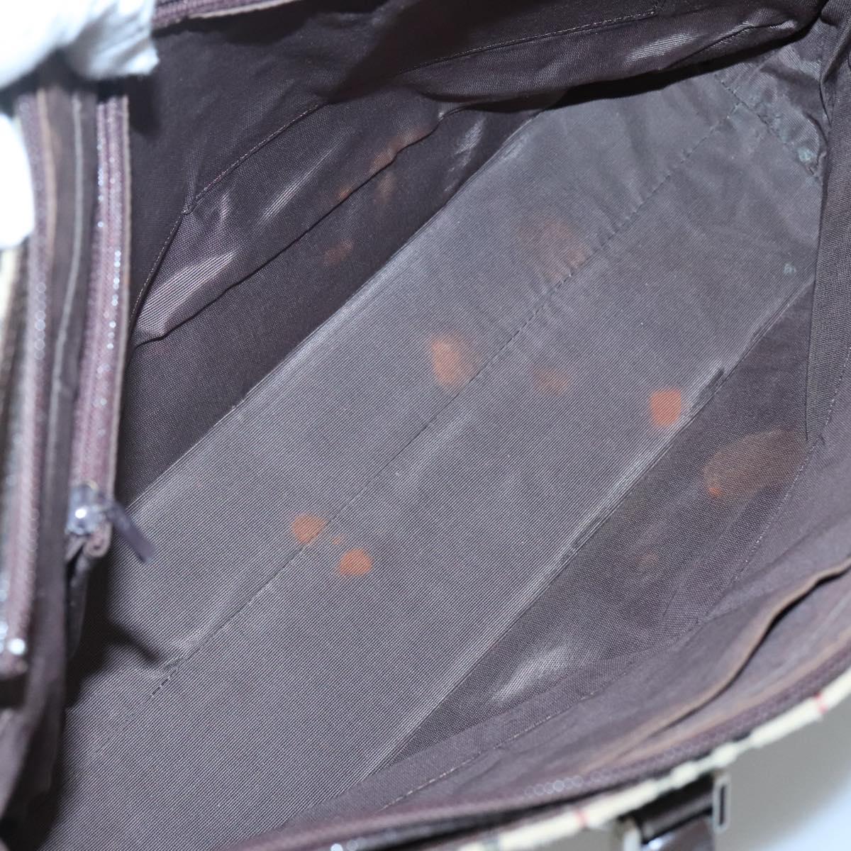 BURBERRY Nova Check Tote Bag Canvas Beige Silver Auth 120152