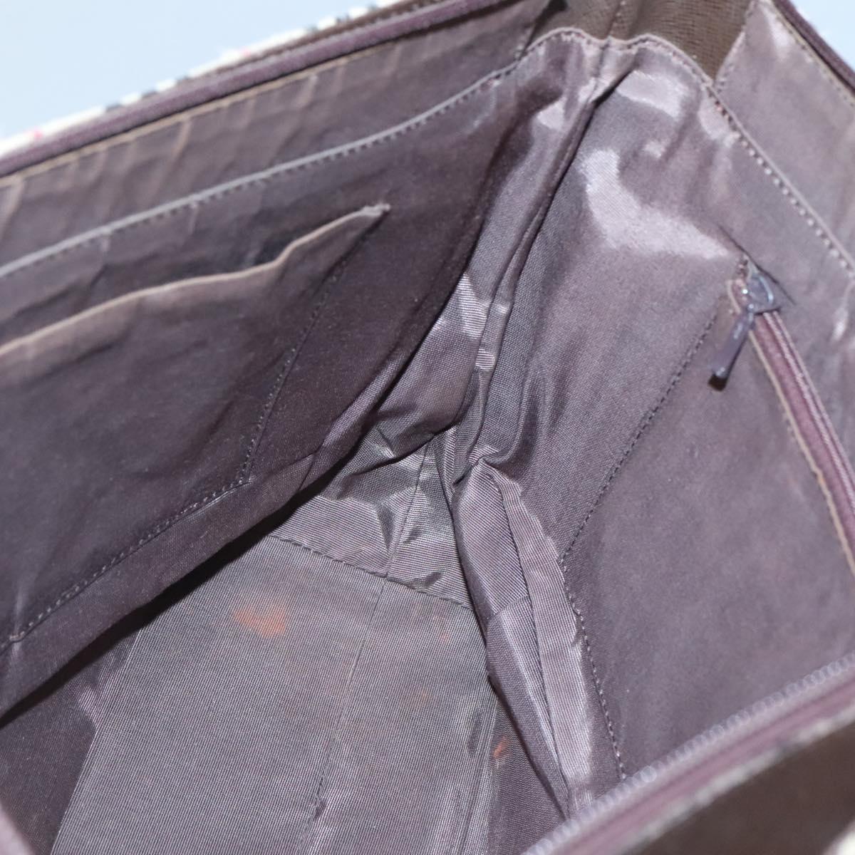 BURBERRY Nova Check Tote Bag Canvas Beige Silver Auth 120152