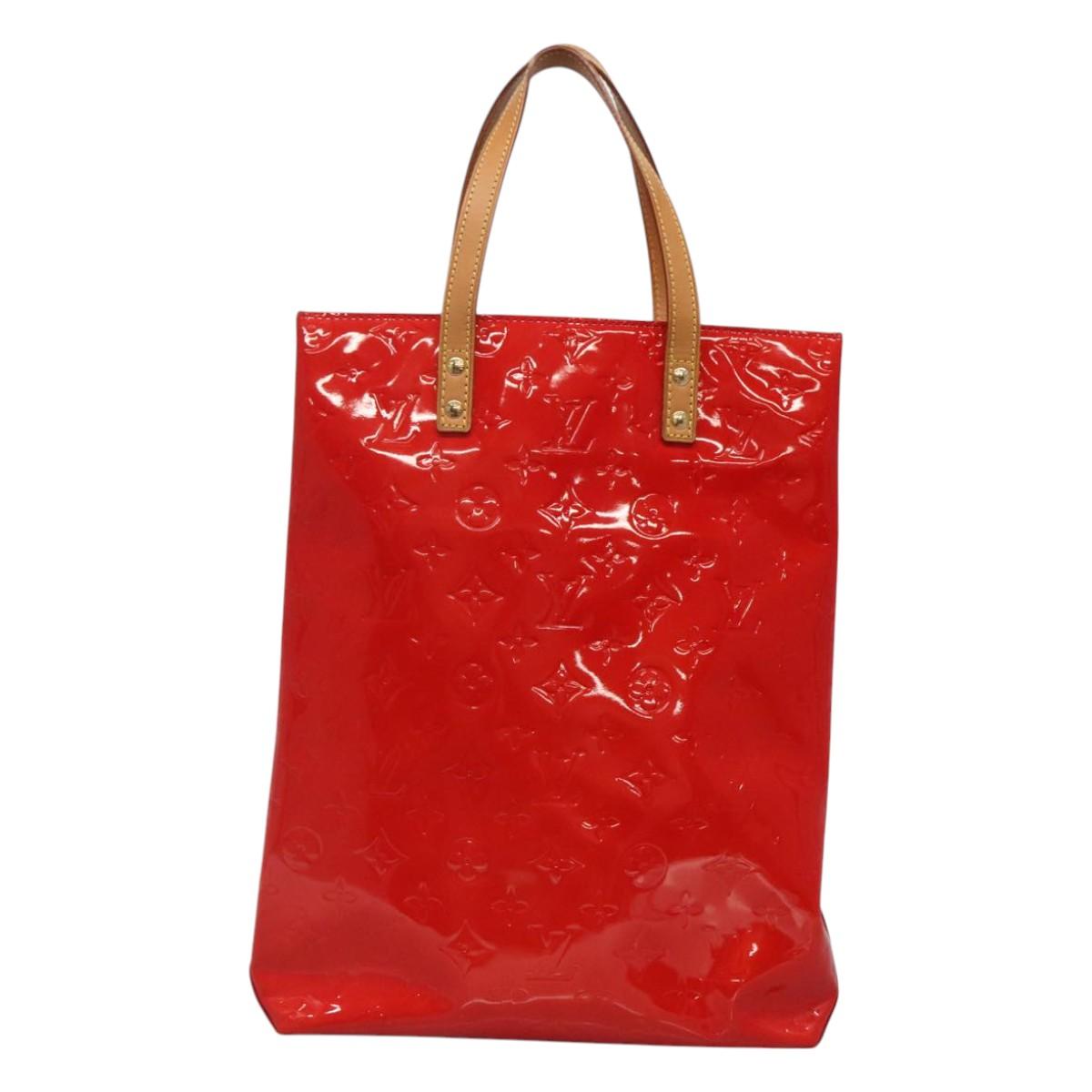 LOUIS VUITTON Monogram Vernis Reade MM Hand Bag Red Rouge M91086 LV Auth 120159