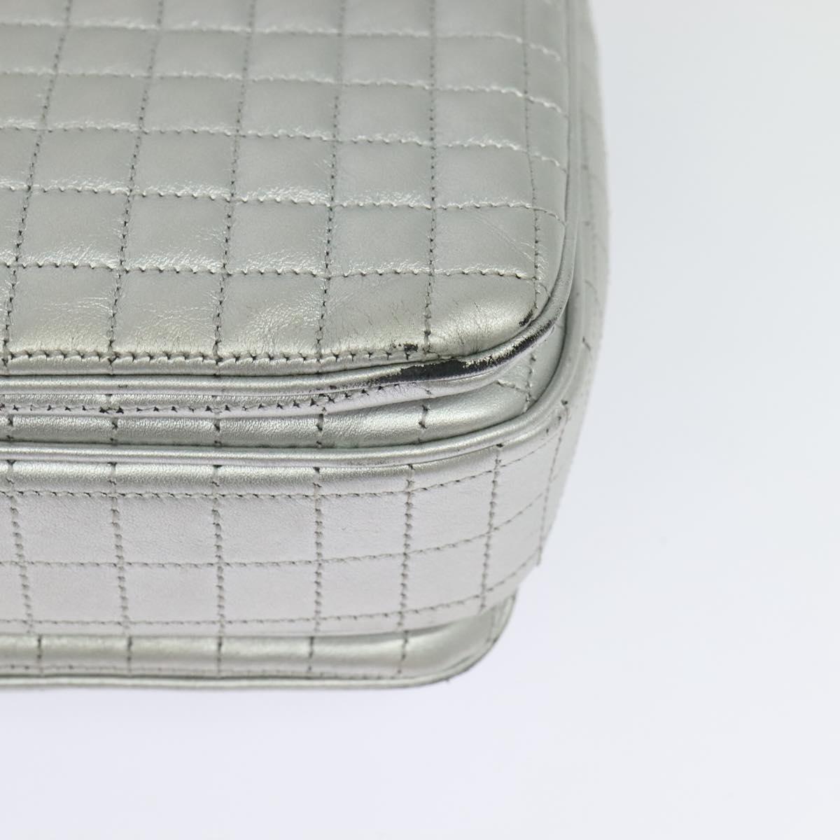 CELINE Chain Shoulder Bag Leather Silver Black gold Auth 120162