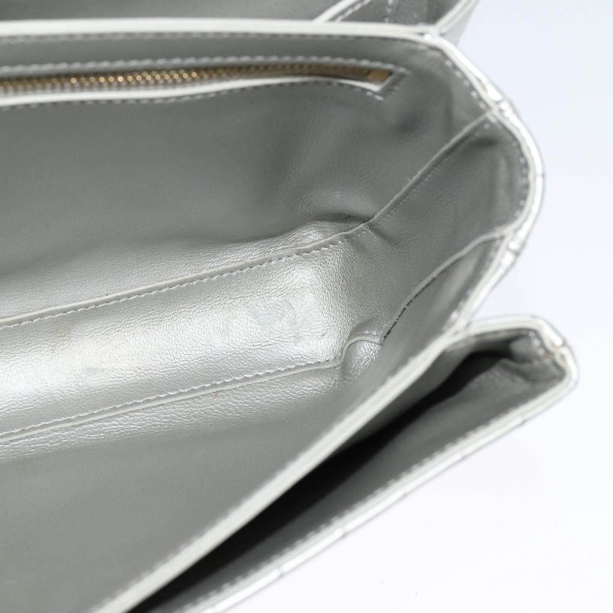 CELINE Chain Shoulder Bag Leather Silver Black gold Auth 120162