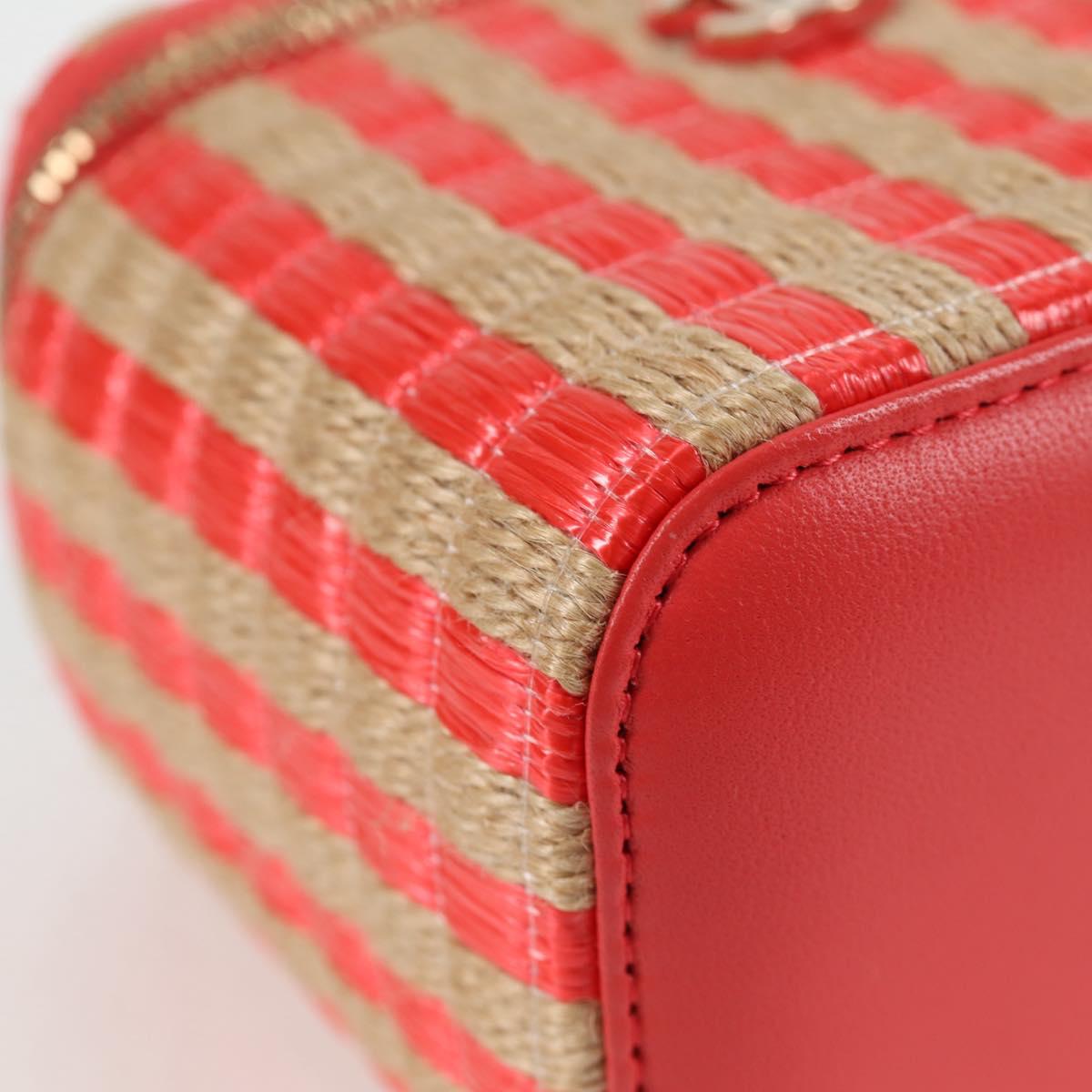 CHANEL Chain Shoulder Bag Straw Beige Gold CC Auth 120168AM