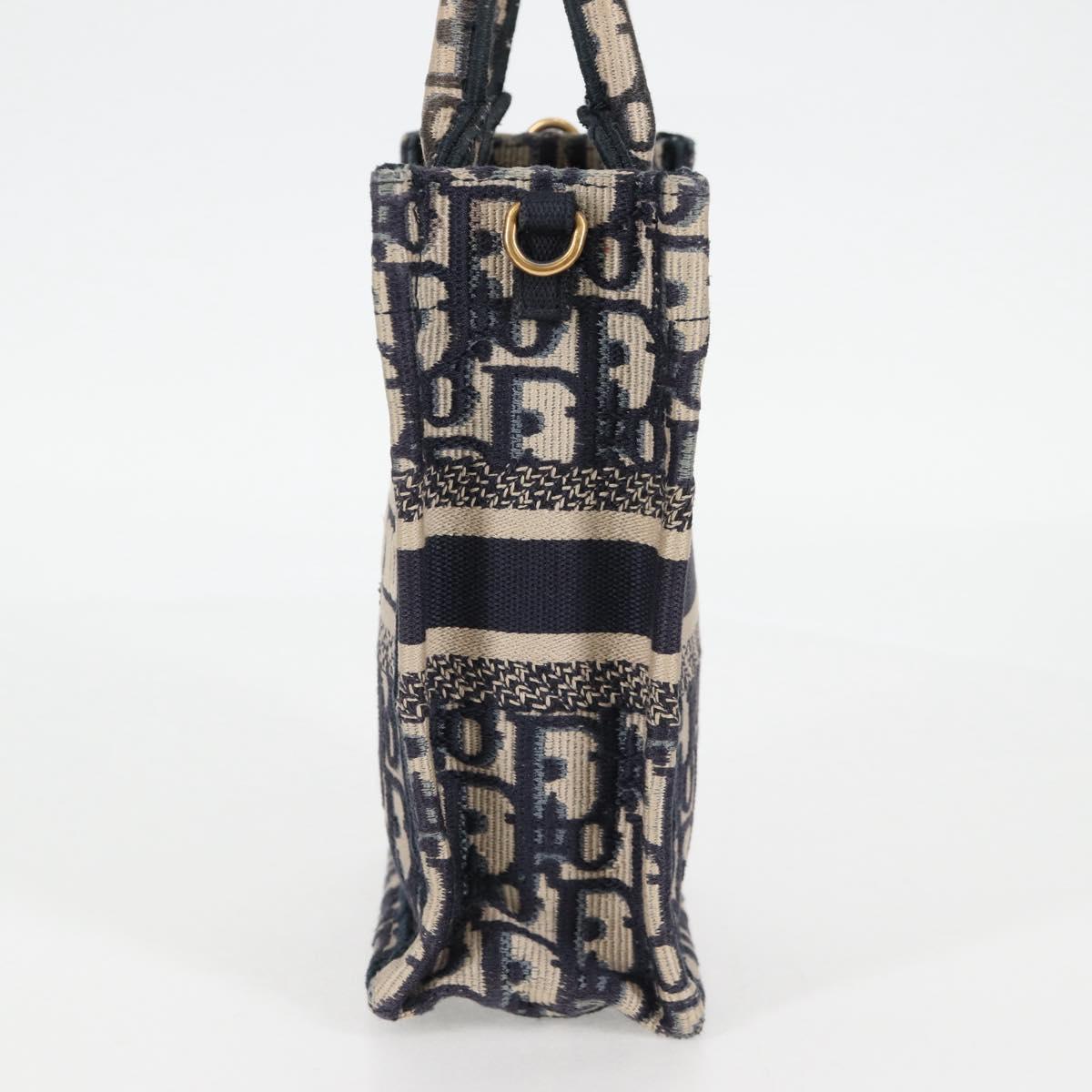 Christian Dior Trotter Canvas Vertical Book Tote Mini Bag Navy Auth 120170AM