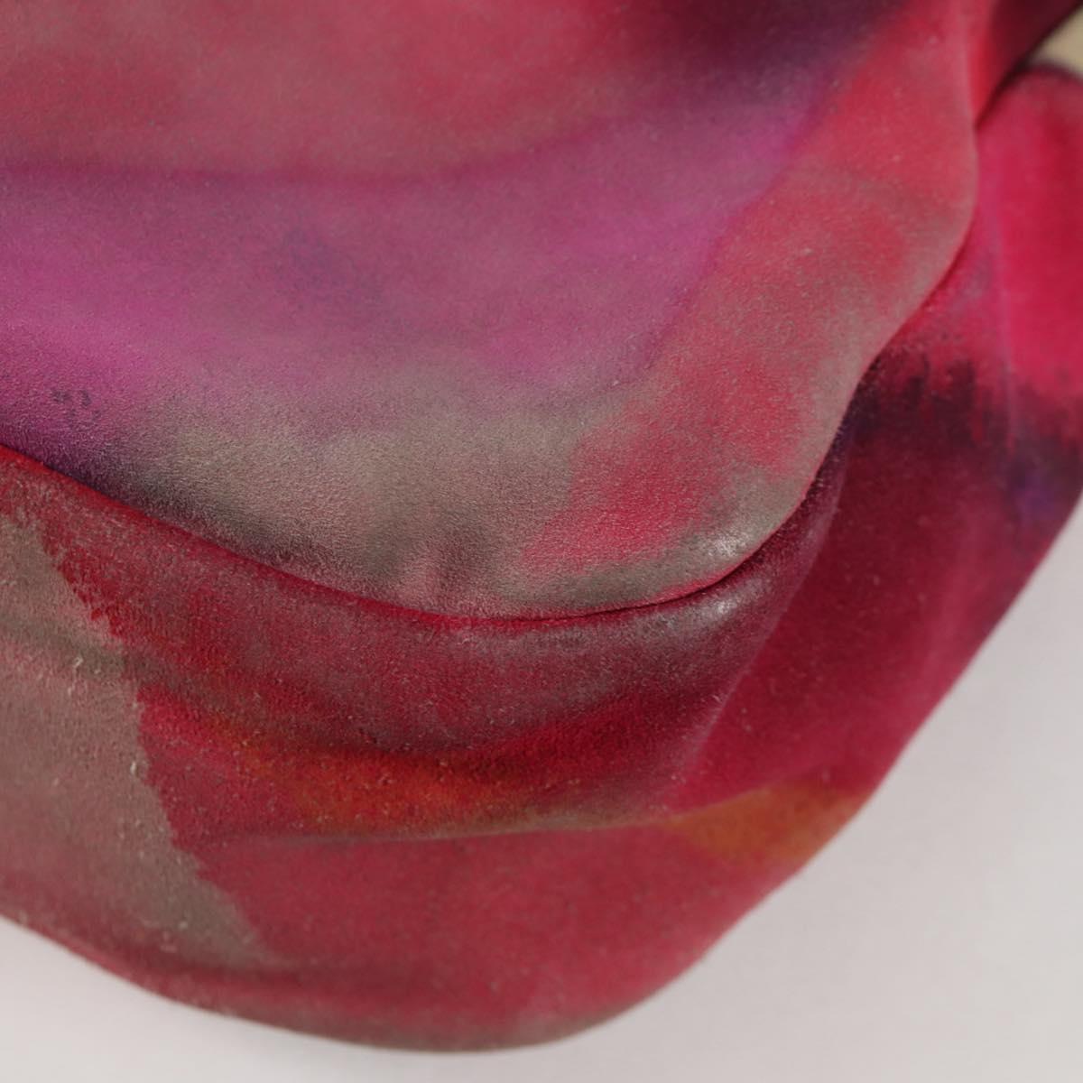 CHANEL Embroidery Shoulder Bag Suede Pink CC Auth 120175AM