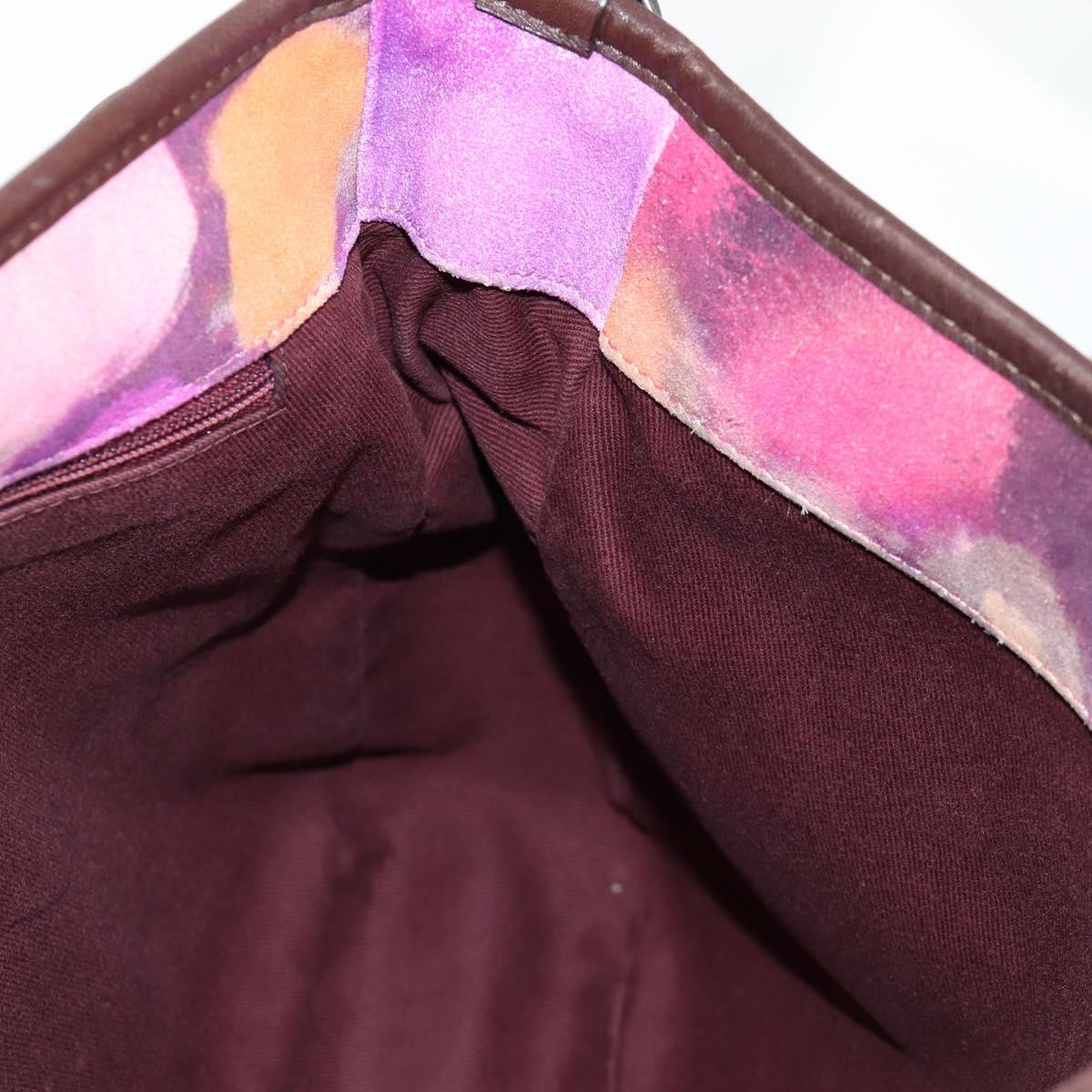 CHANEL Embroidery Shoulder Bag Suede Pink CC Auth 120175AM