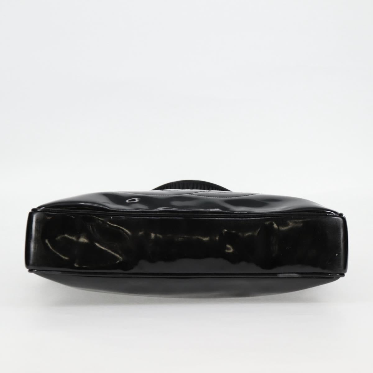 CHANEL Matelasse Tote Bag Patent leather Black Gold CC Auth 120184